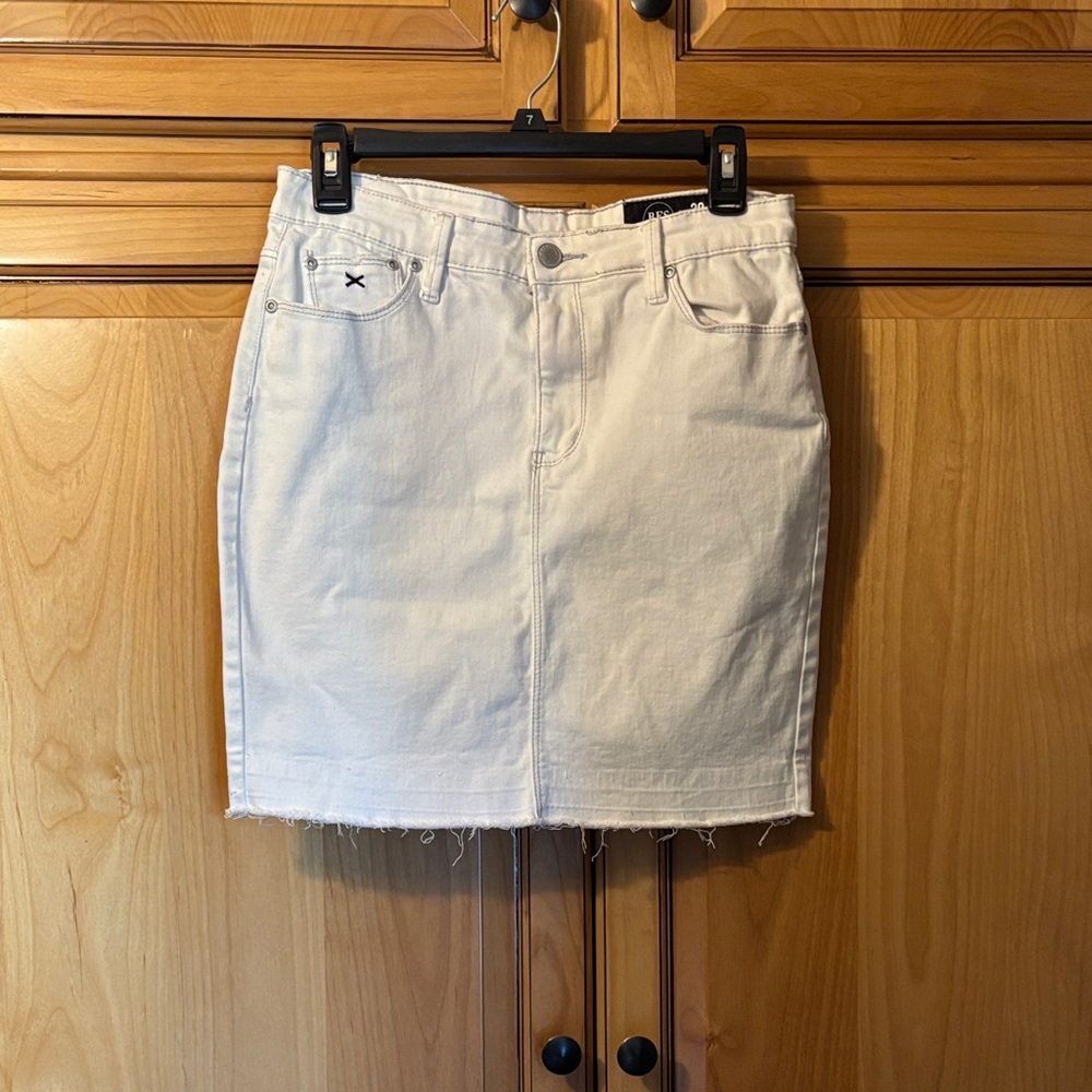 Classic White Denim Pencil Skirt